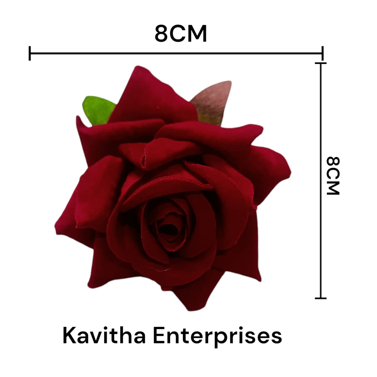 Artificial Fake Velvet Head Rose Flowers (Pack of 6) | Perfect for Diwali, Home Decor, and Anniversary Decoration - Kavitha Enterprises