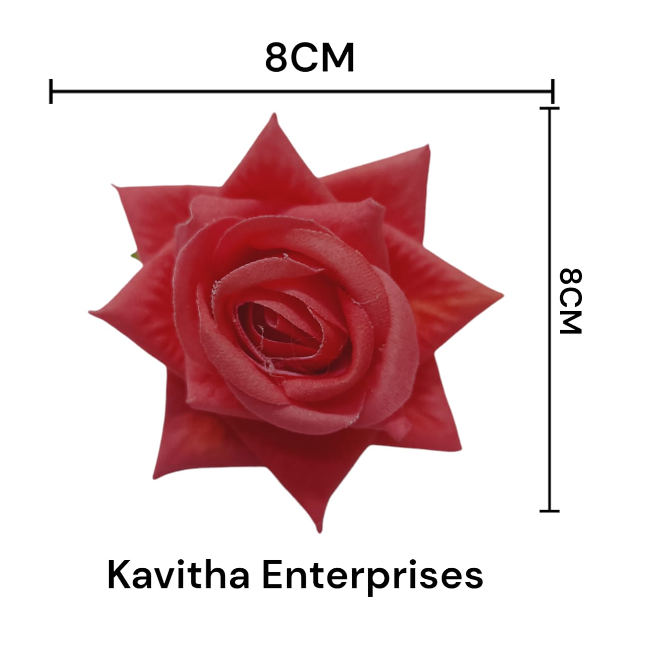 Artificial Fake Velvet Head Rose Flowers (Pack of 6) | Perfect for Diwali, Home Decor, and Anniversary Decoration - Kavitha Enterprises