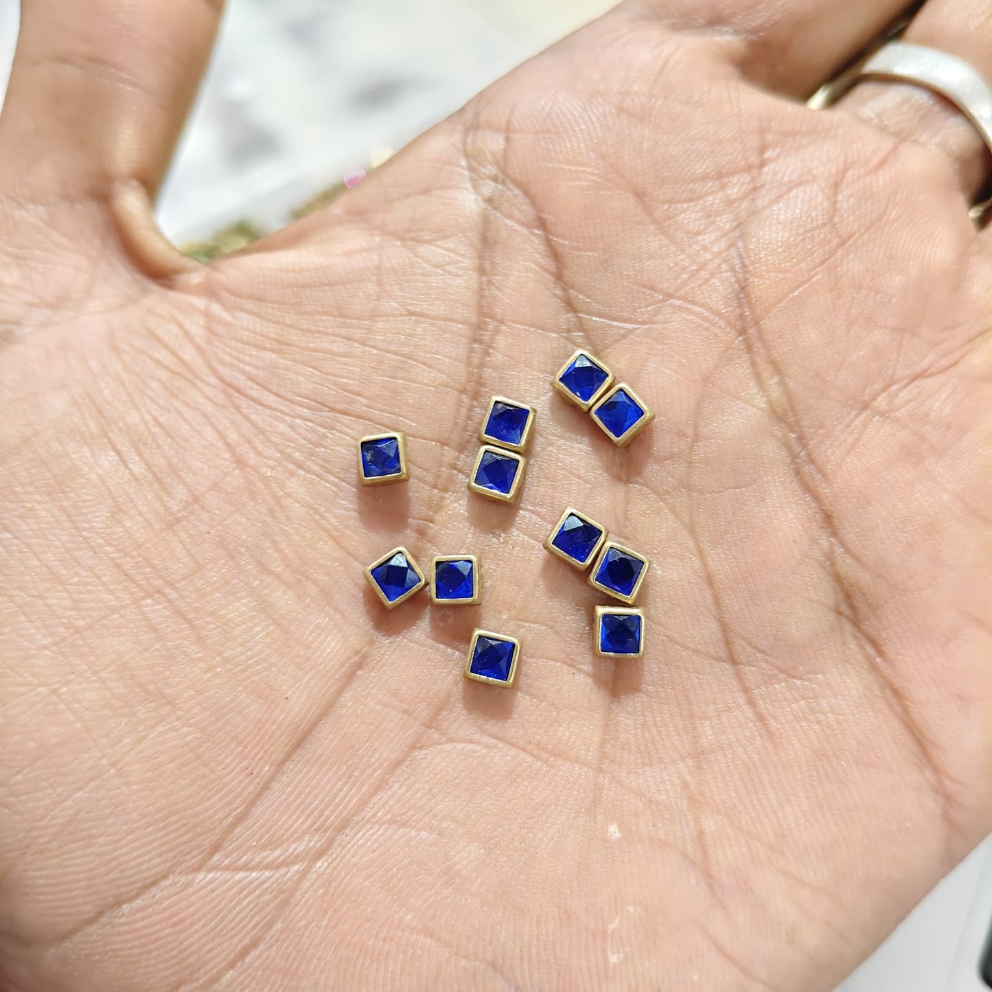 Glass Fitting Colour Kundan Stones for Embroidery, Craft and Jewellery Making (4 X 4 Squre Shape) 12 Colour Each 20 Gram