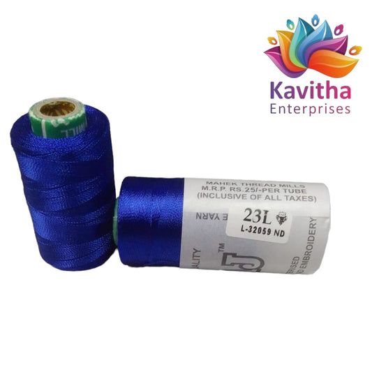 RAJ Company Silk Threads For Embroidery ,Saree tassels, craft - 1 Tube (800 meters, 20 Gram Ink Blue Colour Shade No.23L