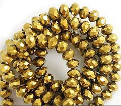 6mm Crystal beads for jewelry , Saree Tsseles , metalic gold 1 String