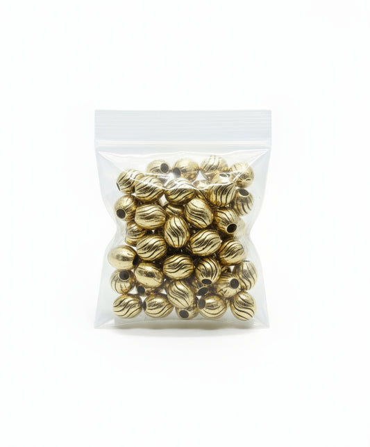 Antique Metal Gold Beads Round shape, For Jewelry ,Bracelet ,Necklace , Saree Tassels Making Sold By 40 Gram (Approx 150 Beads )