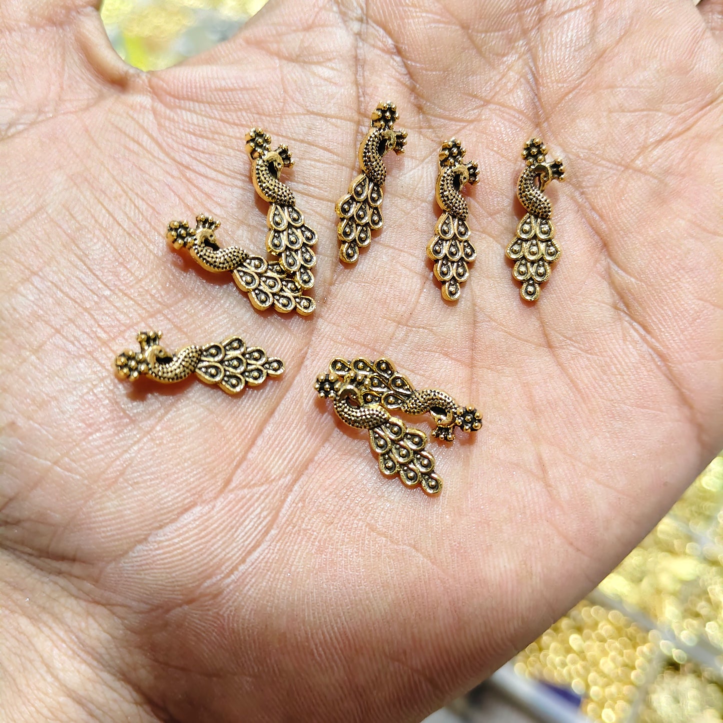 Antique metal Gold Peacock Charms for Jewellery Making – Metal Peacock Pendant Charms for Earrings, Necklace, Bracelet & DIY Craft Projects | Pack of 40 Grams | Kavitha Enterprises
