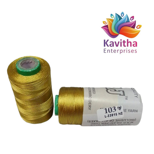 RAJ Company Silk Threads For Embroidery ,Saree tassels, craft - 1 Tube (800 meters, 20 Gram) Light Gold Colour Shade No.103