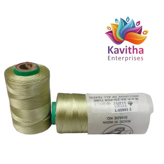 RAJ Company Silk Threads For Embroidery ,Saree tassels, craft - 1 Tube (800 meters, 20 Gram) Light Gold Colour Shade No.LMLLL