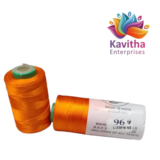 RAJ Company Silk Threads For Embroidery ,Saree tassels, craft - 1 Tube (800 meters, 20 Gram) Orange Colour Shade No.96