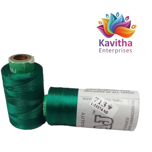 RAJ Company Silk Threads For Embroidery ,Saree tassels, craft - 1 Tube (800 meters, 20 Gram) Dark Green Colour Shade No.713