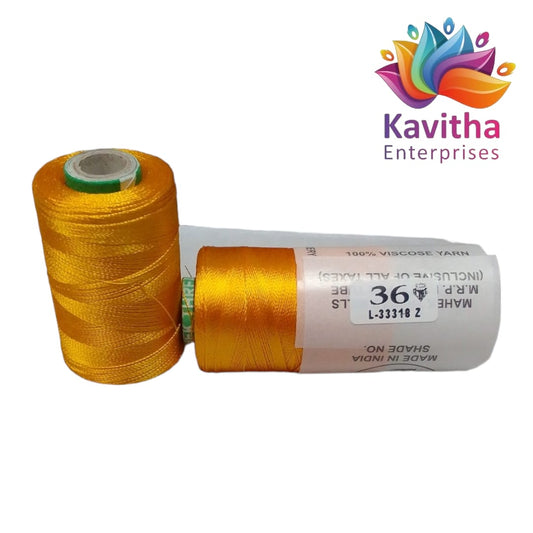 RAJ Company Silk Threads For Embroidery ,Saree tassels, craft - 1 Tube (800 meters, 20 Gram)Dark Yellow Colour Shade No.36