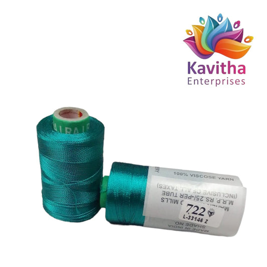 RAJ Company Silk Threads For Embroidery ,Saree tassels, craft - 1 Tube (800 meters, 20 Gram) Rama blue Colour Shade No.722