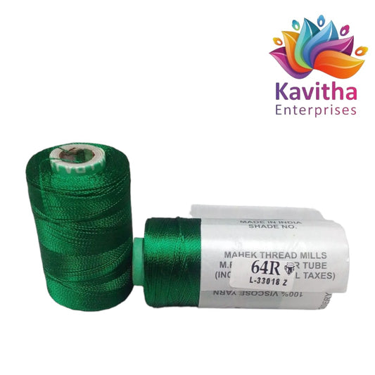 RAJ Company Silk Threads For Embroidery ,Saree tassels, craft - 1 Tube (800 meters, 20 Gram) Dark Green  Shade No.64R