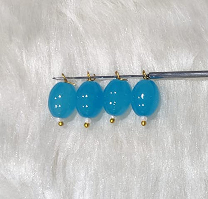 Oval Shape Glass Hanging Beads 10mm, for Blouse Design, Jewellery Making, Embroidery, and Dress Decoration - Pack of 100 Pcs (30+ Colors Available)