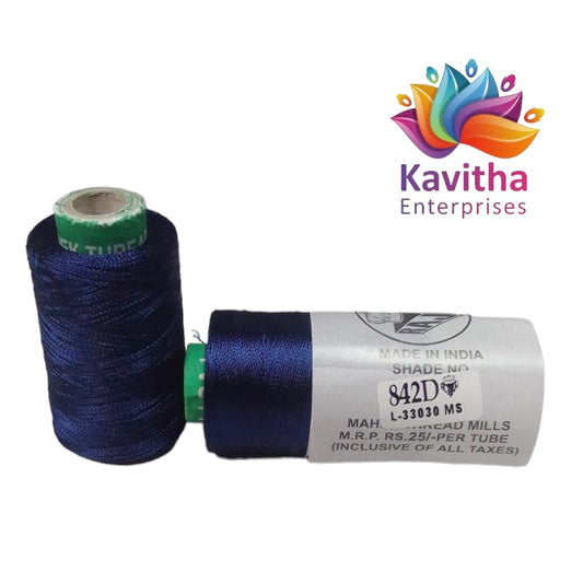 RAJ Company Silk Threads For Embroidery ,Saree tassels, craft - 1 Tube (800 meters, 20 Gram) Ink Blue Colour Shade No.842D