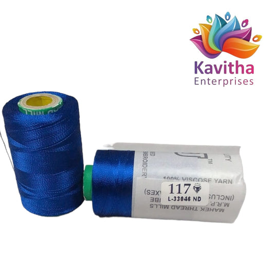 RAJ Company Silk Threads For Embroidery ,Saree tassels, craft - 1 Tube (800 meters, 20 Gram Dark Blue Colour Shade No.117