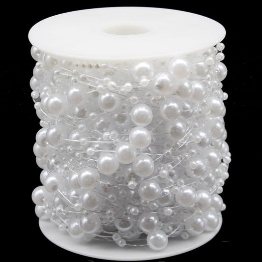 Christmas Tree Beads Beaded Garland Strand 8mm Artificial Pearls String Beads Chain for DIY Crafts, Christmas, Wedding, and Party Decoration