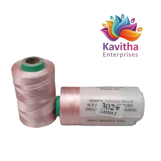 RAJ Company Silk Threads For Embroidery ,Saree tassels, craft - 1 Tube (800 meters, 20 Gram) Pink Colour Shade No.302