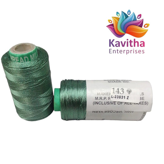 RAJ Company Silk Threads For Embroidery ,Saree tassels, craft - 1 Tube (800 meters, 20 Gram) Dark Green Colour Shade No.143