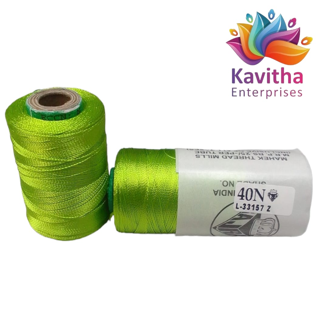 RAJ Company Silk Threads For Embroidery ,Saree tassels, craft - 1 Tube (800 meters, 20 Gram) Light Green  Shade No.40N