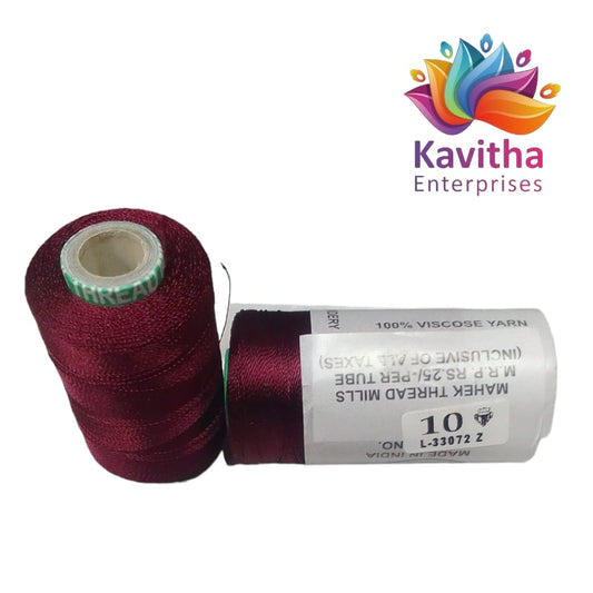 RAJ Company Silk Threads For Embroidery ,Saree tassels, craft - 1 Tube (800 meters, 20 Gram) Maroon Colour Shade No.10