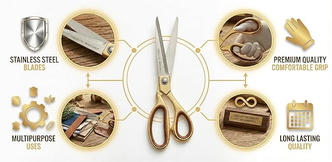 9.5 Inch Tailor Scissors for Fabric Cutting | Stainless Steel Blades Heavy Duty Shears | Professional Sewing & Garment Cutting Tool – Kavitha Enterprises