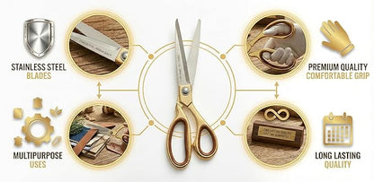 9.5 Inch Tailor Scissors for Fabric Cutting | Stainless Steel Blades Heavy Duty Shears | Professional Sewing & Garment Cutting Tool – Kavitha Enterprises