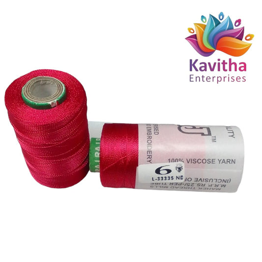 RAJ Company Silk Threads For Embroidery ,Saree tassels, craft - 1 Tube (800 meters, 20 Gram) Red  Shade No.6