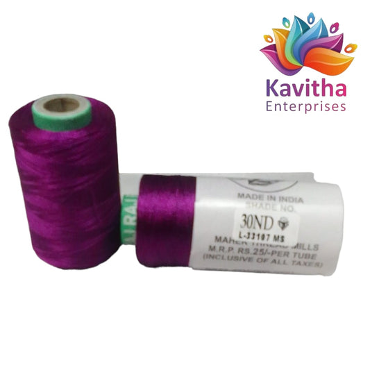 RAJ Company Silk Threads For Embroidery ,Saree tassels, craft - 1 Tube (800 meters, 20 Grram  Purple Colour Shade NO.30ND