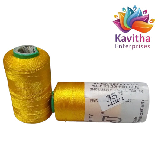 RAJ Company Silk Threads For Embroidery ,Saree tassels, craft - 1 Tube (800 meters, 20 Gram) Yellow Colour Shade No.350