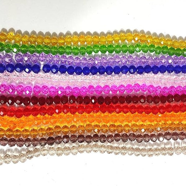 6mm Rondelle Faceted Crystal Beads for Jewelry Making - Available in 20+ Colors (Pack of 1 String, 100 Beads)