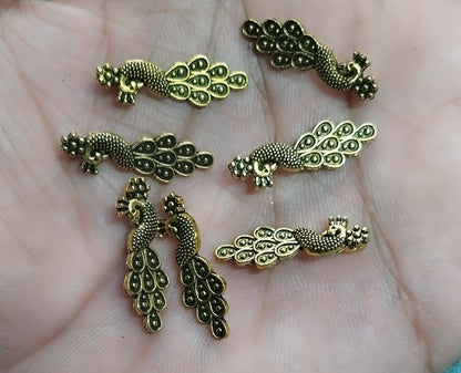 Peacock charm for embroidery, jewellery and saree tassels( pack of 10 piece)