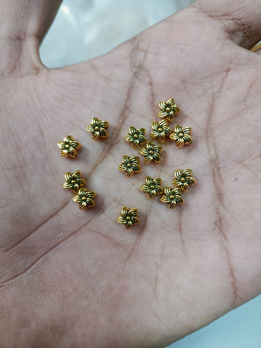 5MM, flower design Anitque Metal Gold Beads, For Jewelry ,Bracelet ,Necklace , Saree Tassels Making Sold By 40 Gram (Approx 80 Beads )