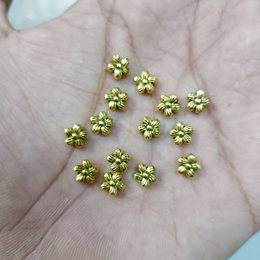 5mm ,flower design Anitque Metal Gold Beads, For Jewelry ,Bracelet ,Necklace , Saree Tassels Making Sold By 40 Gram (Approx 96 Beads )