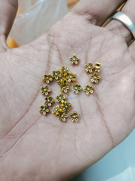 4MM, flower design Anitque Metal Gold Beads, For Jewelry ,Bracelet ,Necklace , Saree Tassels Making Sold By 40 Gram (Approx 130 Beads )