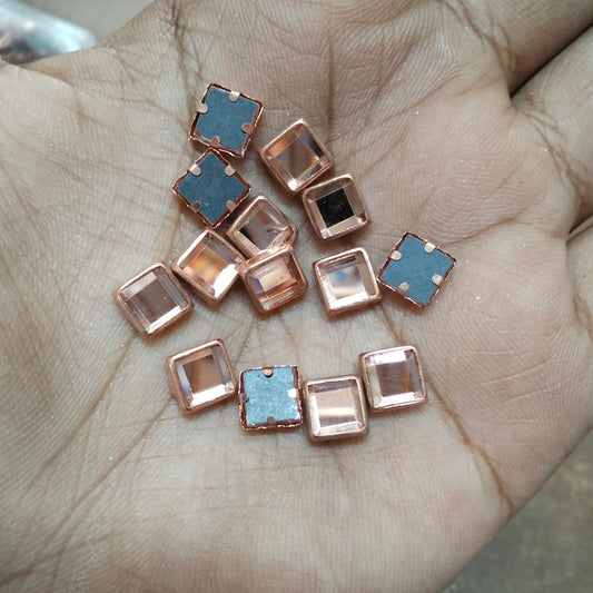 Copper Square Shape Fitting Kundan Stones for Silk Thread Jewelry ,Aari Work , Embrodery , Craft size 6*6