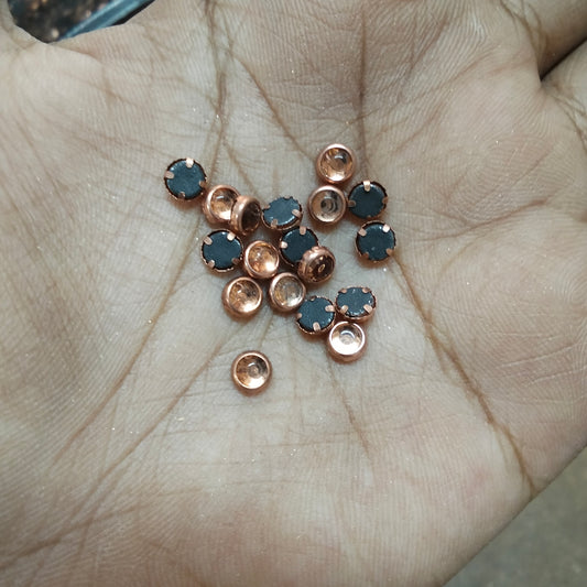 CopperRound Fitting Kundan Stones for Silk Thread Jewelry & Aari Work - Sizes 3mm, 4mm,  - Pack of 20g, 50g, 100g"