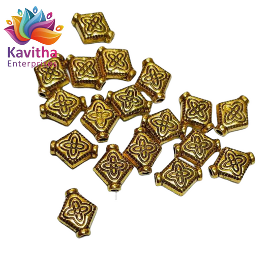 6MM,Box Shape Anitque Metal Gold Beads, For Jewelry ,Bracelet ,Necklace , Saree Tassels Making Sold By 40 Gram (Approx 80 Beads )