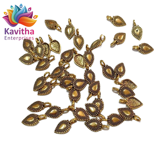 Leaf Design Antique  Metal  Gold Beads, For Jewelry ,Bracelet ,Necklace , Saree Tassels Making Sold By 40 Gram (Approx 78 Beads )