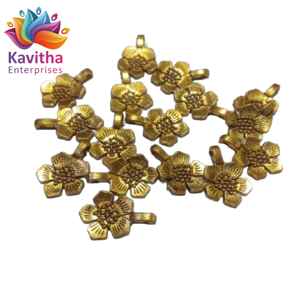 10MM, flowe design Antique Metal Gold Beads, For Jewelry ,Bracelet ,Necklace , Saree Tassels Making Sold By 40 Gram (Approx 28 Beads )