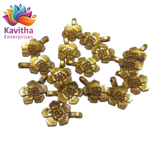 10MM, flowe design Antique Metal Gold Beads, For Jewelry ,Bracelet ,Necklace , Saree Tassels Making Sold By 40 Gram (Approx 28 Beads )