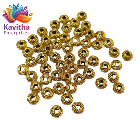 4MM, Antique  Metal  Gold Beads, For Jewelry ,Bracelet ,Necklace , Saree Tassels Making Sold By 40 Gram (Approx 160 Beads )