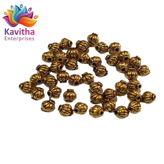 5MM, Antique  Metal  Gold Beads, For Jewelry ,Bracelet ,Necklace , Saree Tassels Making Sold By 40 Gram (Approx 70 Beads )