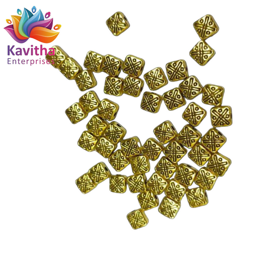 4MM, box Antique  Metal  Gold Beads, For Jewelry ,Bracelet ,Necklace , Saree Tassels Making Sold By 40 Gram (Approx 76 Beads )