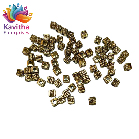 5MM, box design Antique  Metal  Gold Beads, For Jewelry ,Bracelet ,Necklace , Saree Tassels Making Sold By 40 Gram (Approx 84 Beads )