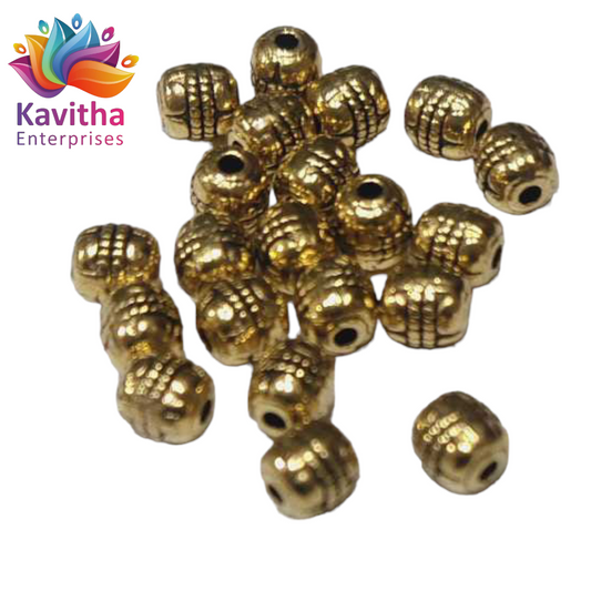 6MM, Anitque Metal Gold Beads, For Jewelry ,Bracelet ,Necklace , Saree Tassels Making Sold By 40 Gram (Approx 74 Beads )