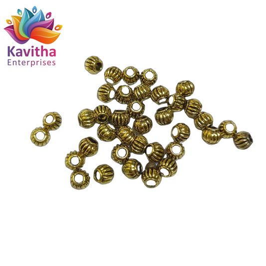 5MM, Antique  Metal  Gold Beads, For Jewelry ,Bracelet ,Necklace , Saree Tassels Making Sold By 40 Gram (Approx 100 Beads )