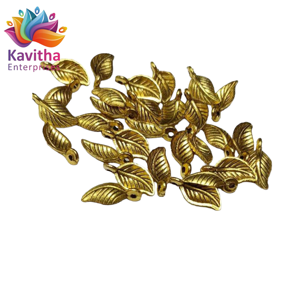 leaf desing , Antique Metal Gold Beads, For Jewelry ,Bracelet ,Necklace , Saree Tassels Making Sold By 40 Gram (Approx 150 Beads ) AM01