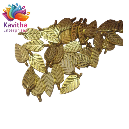 Leaf Design Anitque Metal Gold Beads, For Jewelry ,Bracelet ,Necklace , Saree Tassels Making Sold By 40 Gram (Approx 52 Beads )