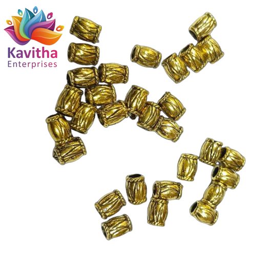 5MM, pipe Antique  Metal  Gold Beads, For Jewelry ,Bracelet ,Necklace , Saree Tassels Making Sold By 40 Gram (Approx 150 Beads )