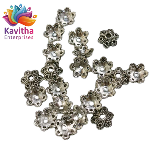 8mm cape design Anitque Metal Silver Beads, For Jewelry ,Bracelet ,Necklace , Saree Tassels Making Sold By 40 Gram (Approx 108Beads )