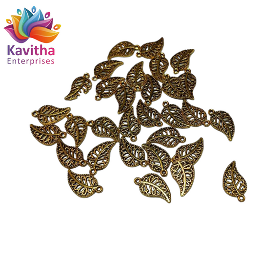 Leaf Design Antique  Metal  Gold Beads, For Jewelry ,Bracelet ,Necklace , Saree Tassels Making Sold By 40 Gram (Approx 56 Beads )