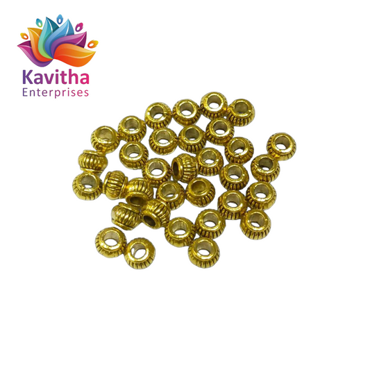 6MM, Anitque Metal Gold Beads, For Jewelry ,Bracelet ,Necklace , Saree Tassels Making Sold By 40 Gram (Approx 64 Beads )